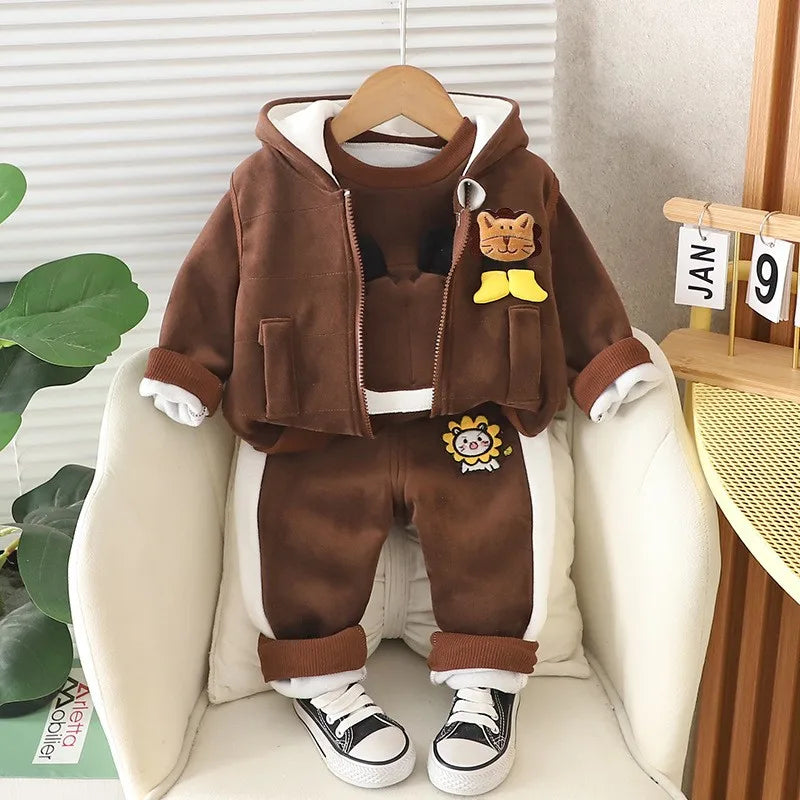 Baby Boys Fleece Hooded Jacket and Pants Set