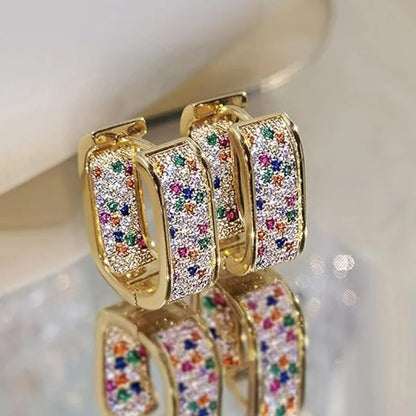 Huitan CZ Hoop Earrings for Women in Silver and Gold