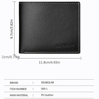 PU Leather Short Wallet for Men in Thin Folding Design