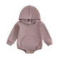 Baby Hooded Romper Long Sleeve Solid Color Bodysuit