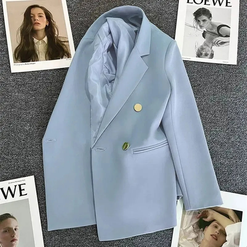 Elegant Women's Double Breasted Blazer Coat