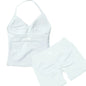 Seamless Lace-Up Bra and Shorts Yoga Set for Women