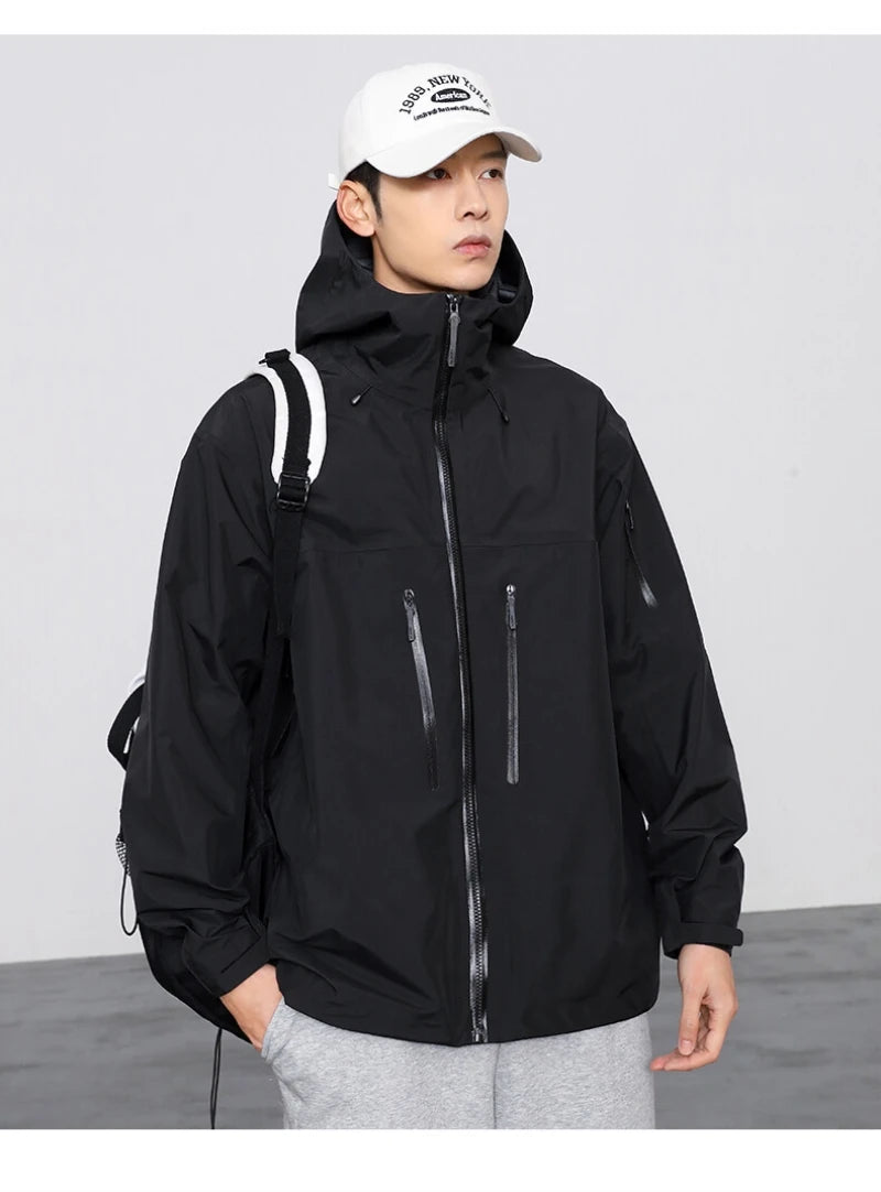 Three Layer Waterproof Windbreaker Jacket for Camping