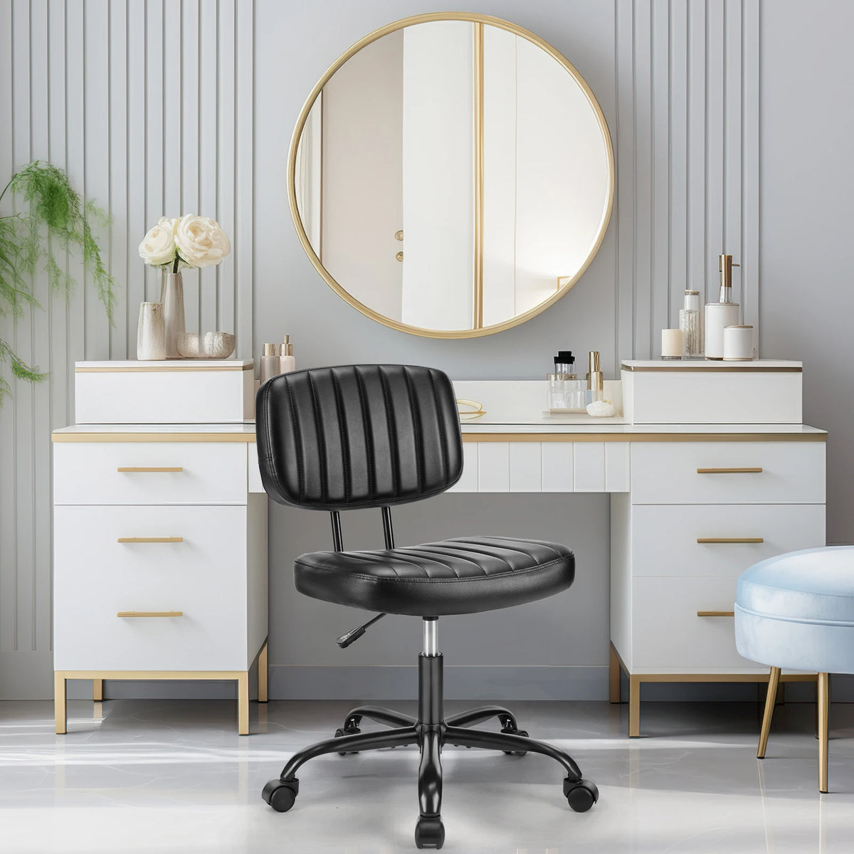 Height Adjustable PU Leather Office Desk Chair