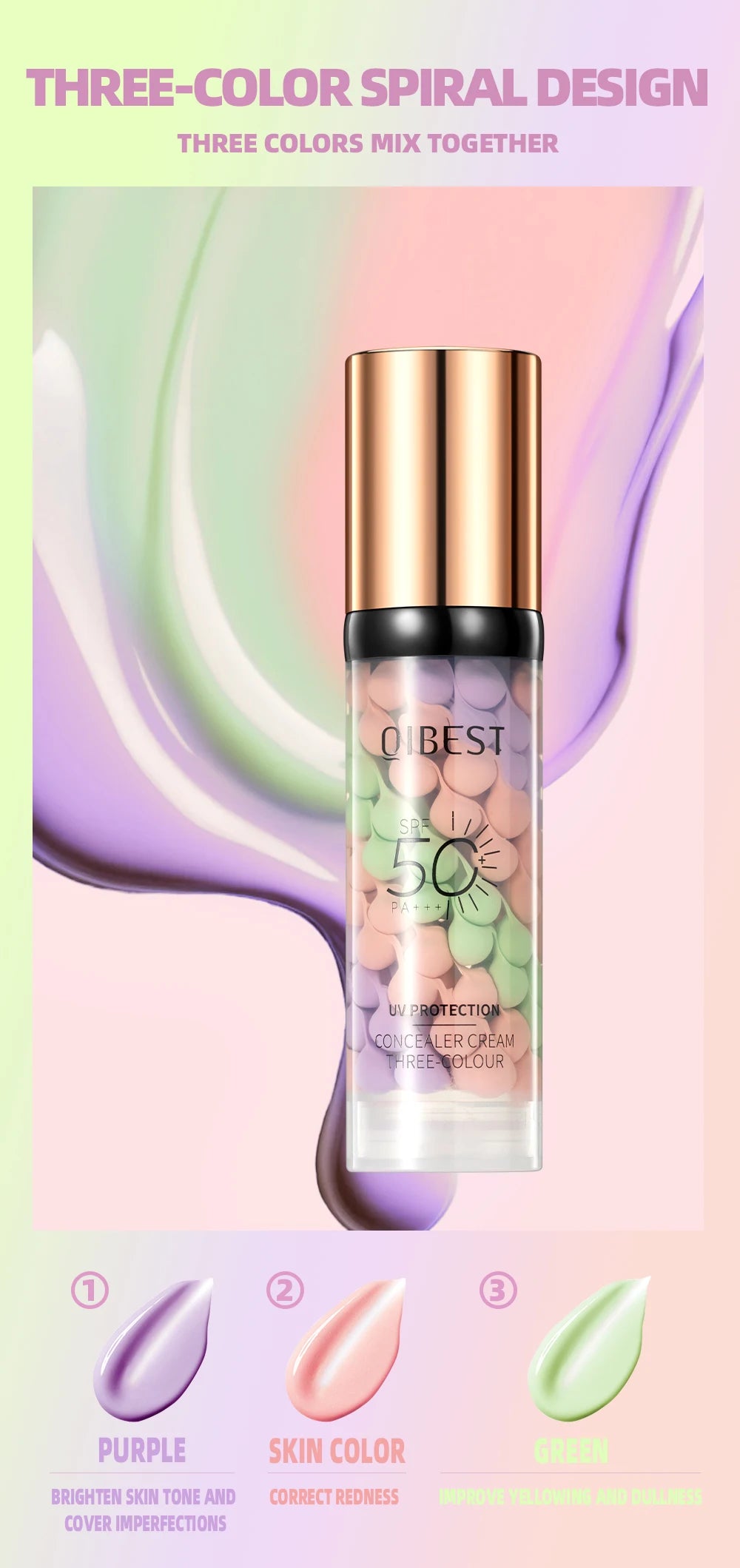 Qibest Three-Color Cream Concealer