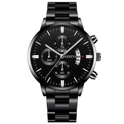 Men's Stainless Steel Quartz Calendar Watch