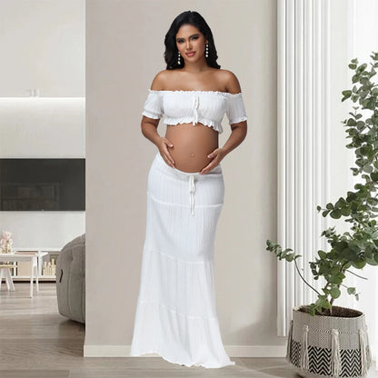 Maternity Photography Dress Set 2Pc Ruffles Tube Top Skirt