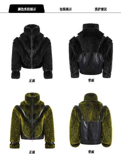 Thick Warm Patchwork Faux Fur Coat for Men