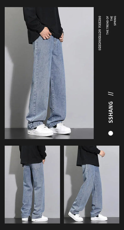 Men's Casual Straight Denim Jeans in Light Blue