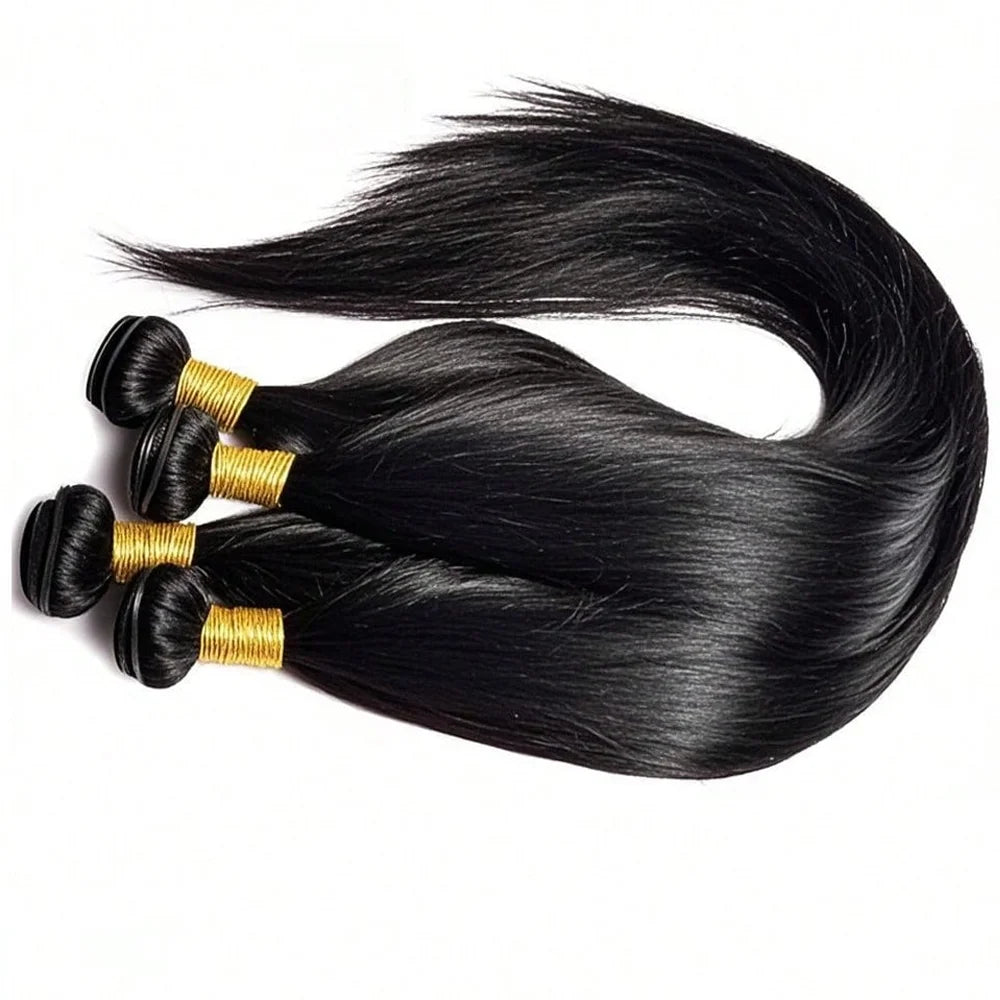 Brazilian Virgin Hair Straight Bundles Natural Black 26 28 30 Inch