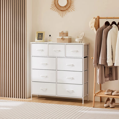 JHK Modern Fabric Dresser With 9 Storage Drawers
