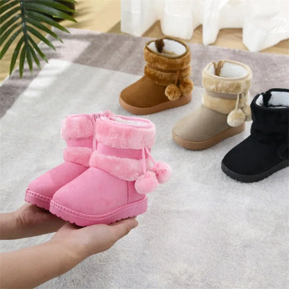 Girls Winter Snow Boots Thick Warm Rubber Microfiber