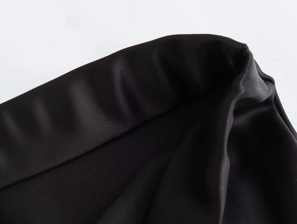 Vintage Satin Solid Long Skirt Women High Waist