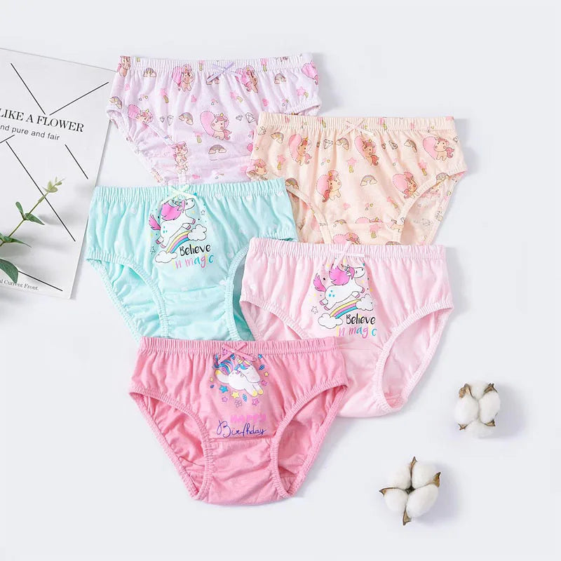 Girls Cotton Unicorn Cartoon Briefs Soft Underwear