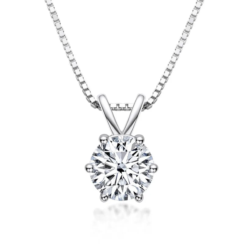 Moissanite Pendant Necklace 18K Gold Plated Women