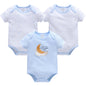 Baby Boy Summer Cotton Bodysuit Set Blue Grey Tie Print
