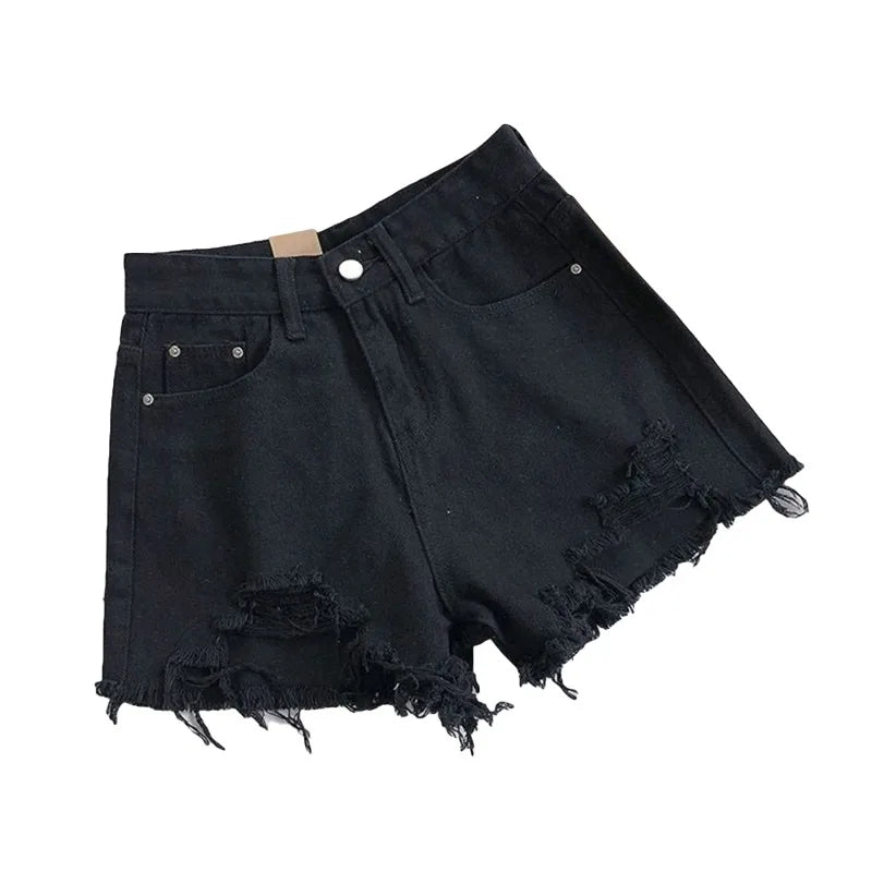 High Waist Ripped Denim Shorts for Women Summer Casual