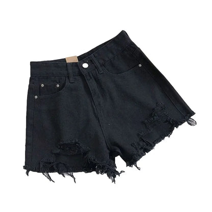 High Waist Ripped Denim Shorts for Women Summer Casual