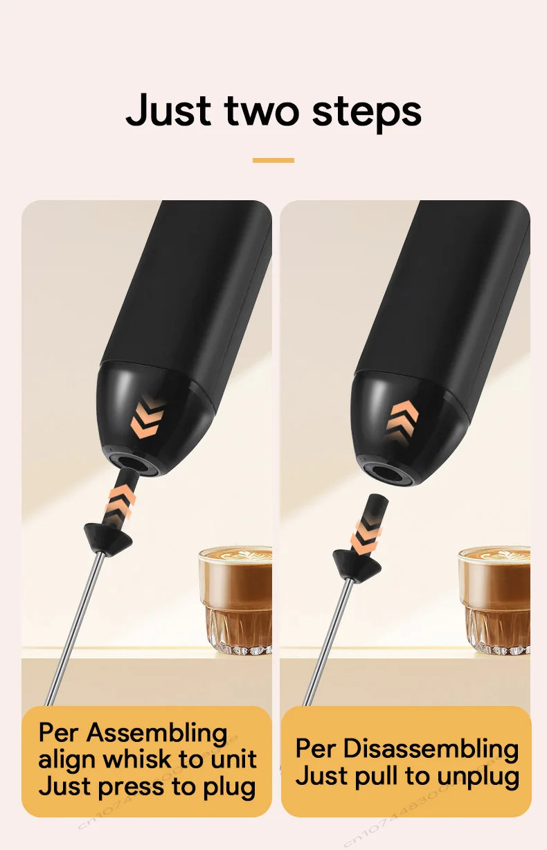 Electric Milk Frother Handheld USB Rechargeable Foam Maker