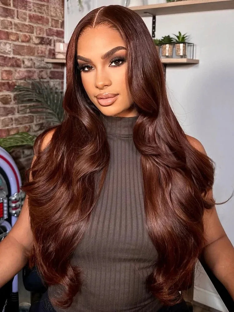 Body Wave Chocolate Brown Lace Front Wig Human Hair