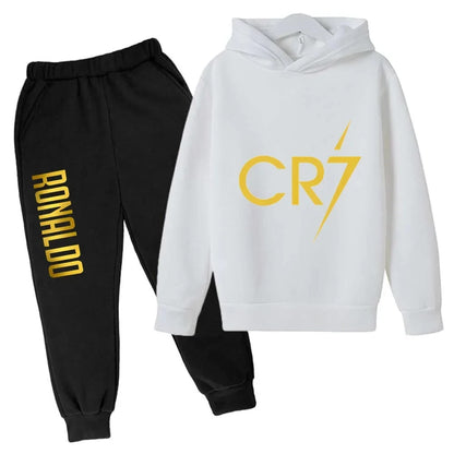 Ronaldo CR7 Print Hoodie and Pants Set for Children