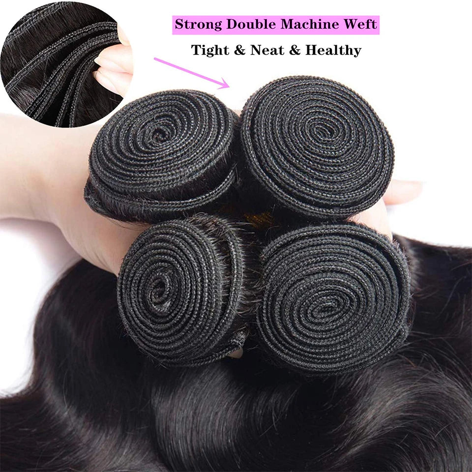 Beaufox Loose Wave Human Hair Bundles With Closure