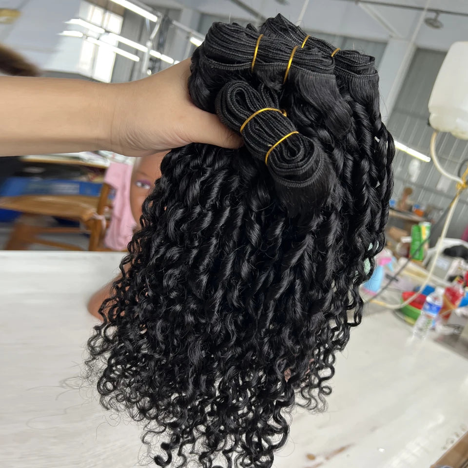 Brazilian Curly Human Hair Bundles Natural Color