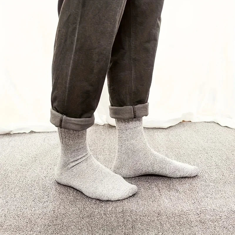 Men's Thick Warm Mid-Calf Socks, 3 Pairs Polyester