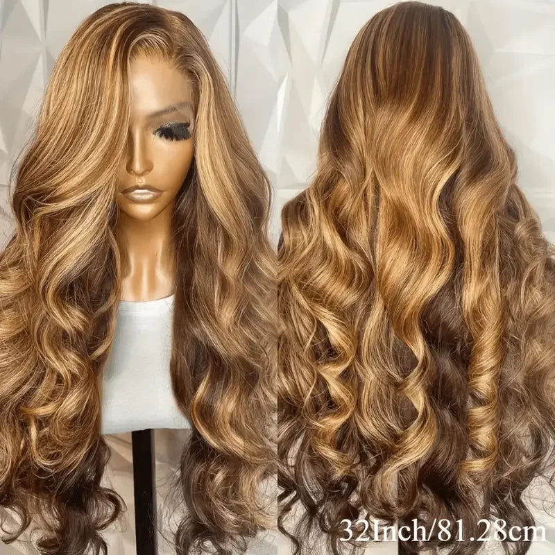 P4/27 Highlight Brown Body Wave Human Hair Wig 40-46 Inch