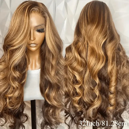 P4/27 Highlight Brown Body Wave Human Hair Wig 40-46 Inch