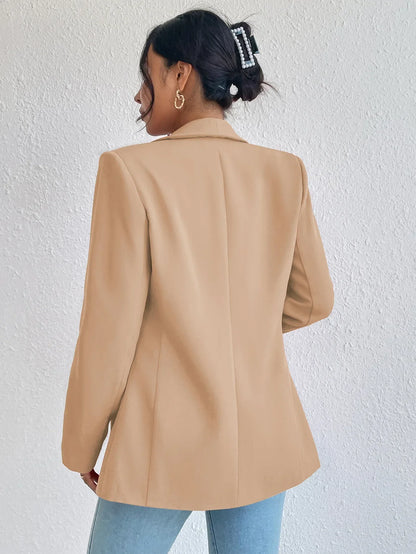 Solid Polyester Cotton Long Sleeve Women's Blazer