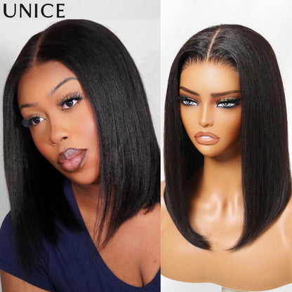 Yaki Straight Bob Wig 100% Human Hair Glueless 13x4