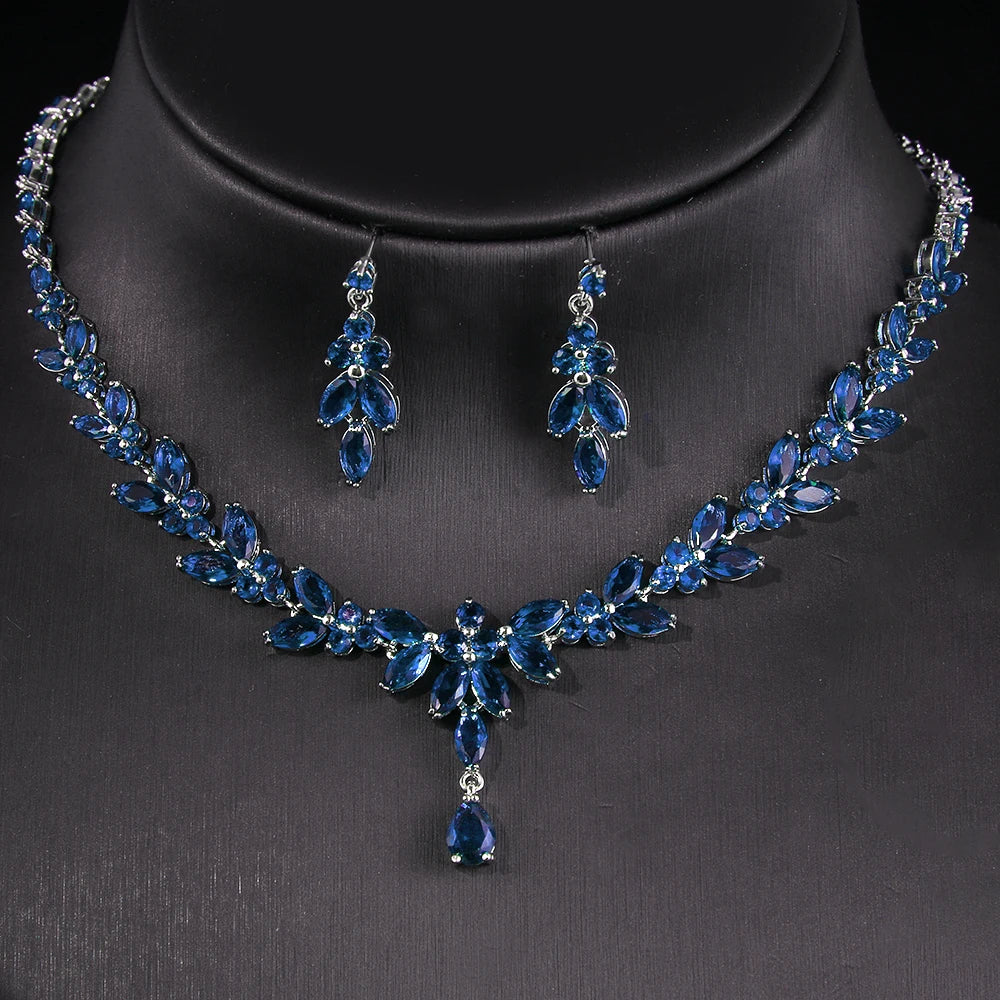 Emmaya Jewelry Set for Women Cubic Zirconia Earrings and Necklace