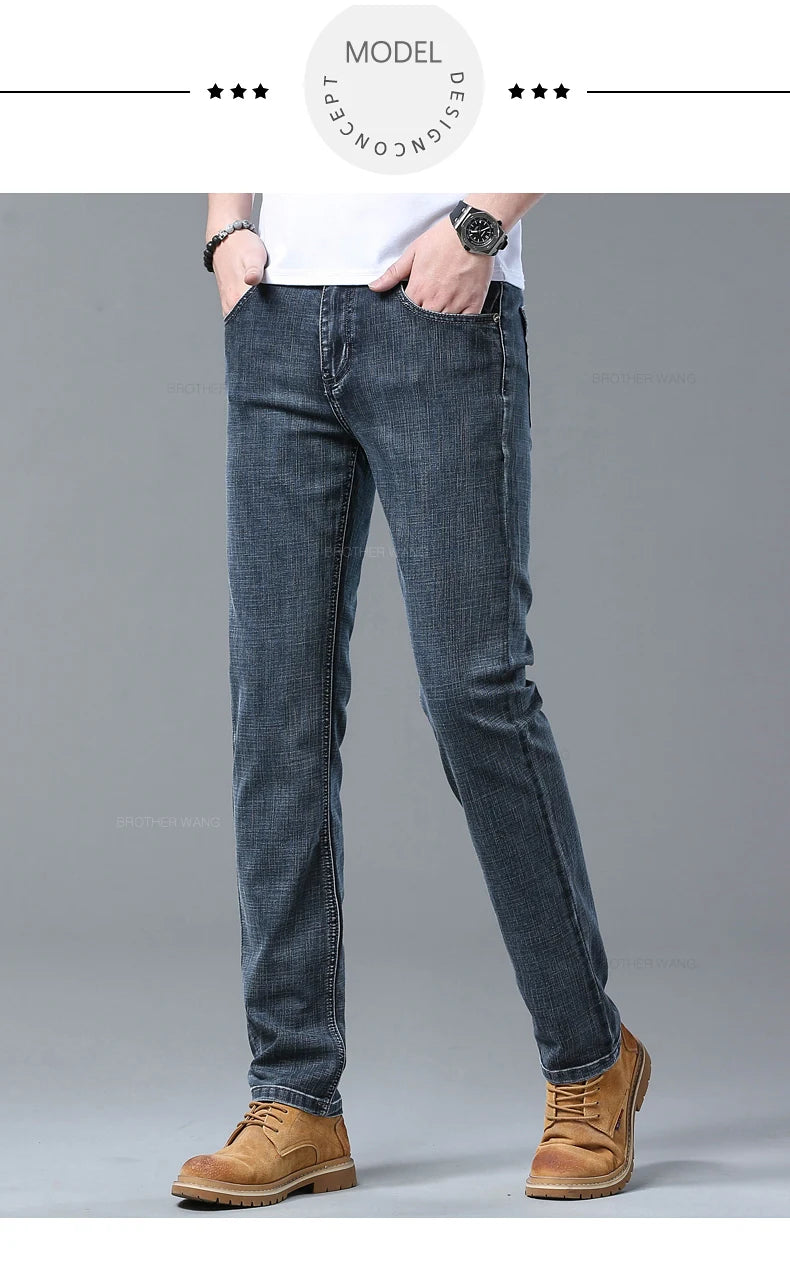 Light Blue Slim Jeans for Men in Stretch Denim
