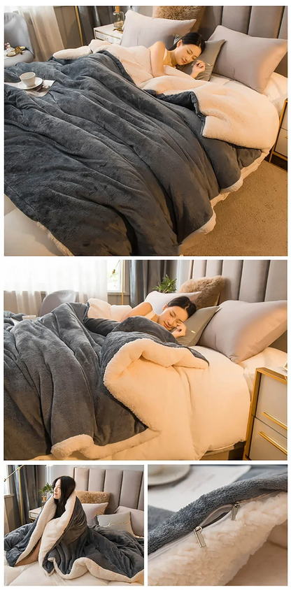 Wool Throw Blanket Double Sided Queen Size Winter Use
