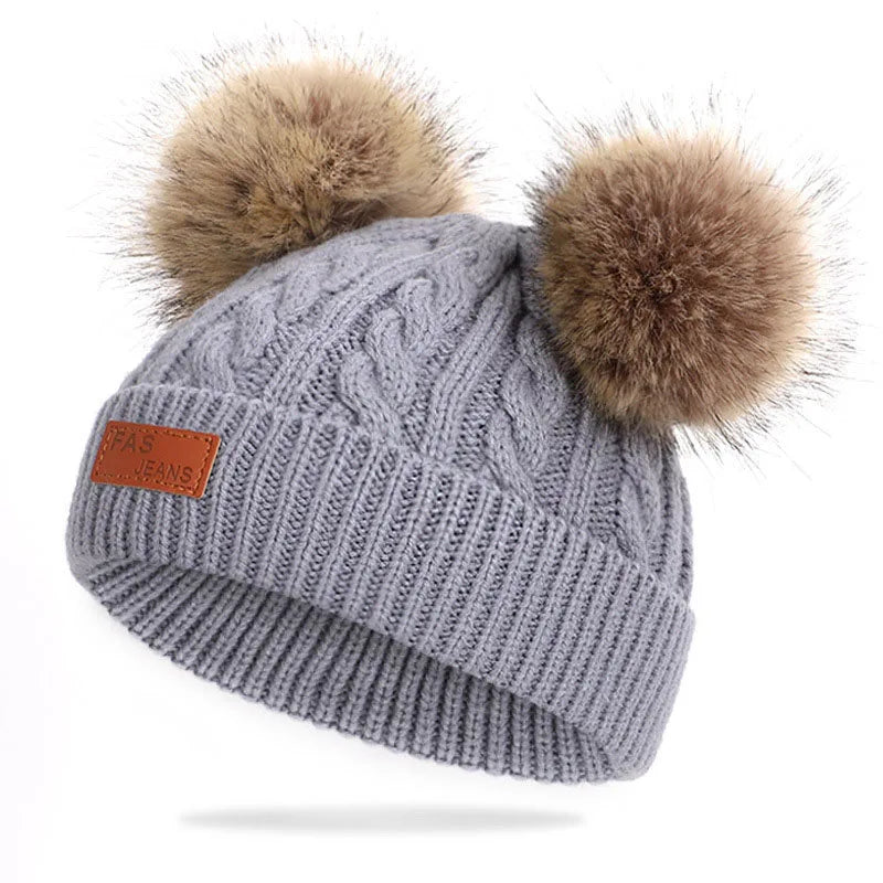 Cute Wool Pompom Baby Hat for Kids