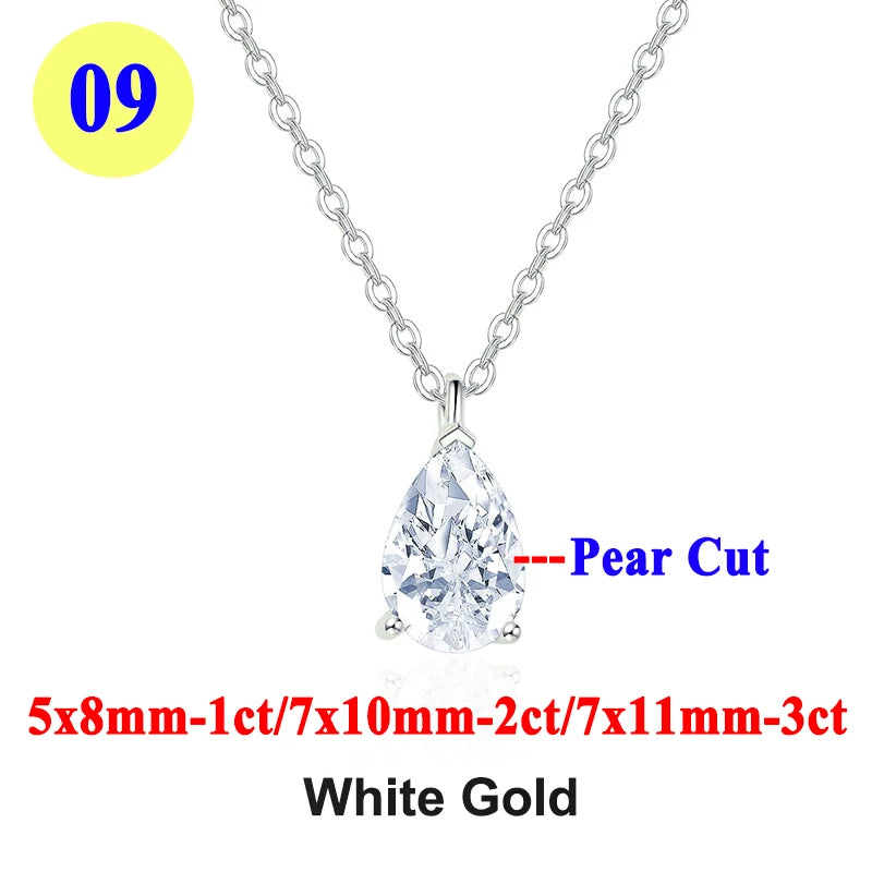 Moissanite Pendant Necklace 18K Gold Plated Women