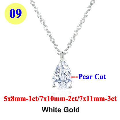 Moissanite Pendant Necklace 18K Gold Plated Women