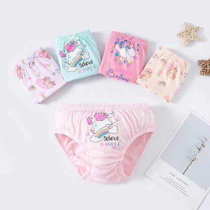 Girls Cotton Unicorn Cartoon Briefs Soft Underwear