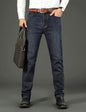 Men's Casual Straight Stretch Jeans Blue Black Denim