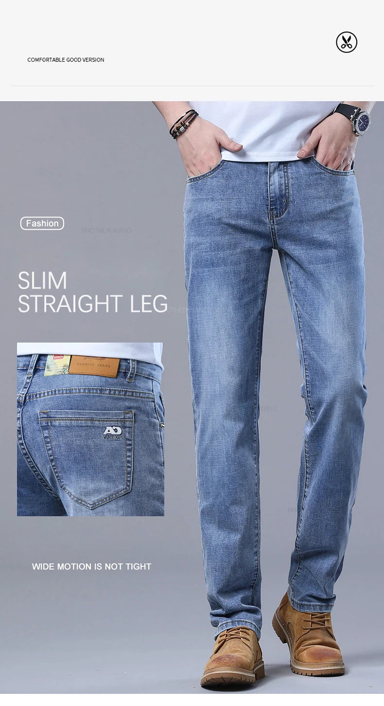 Light Blue Slim Jeans for Men in Stretch Denim