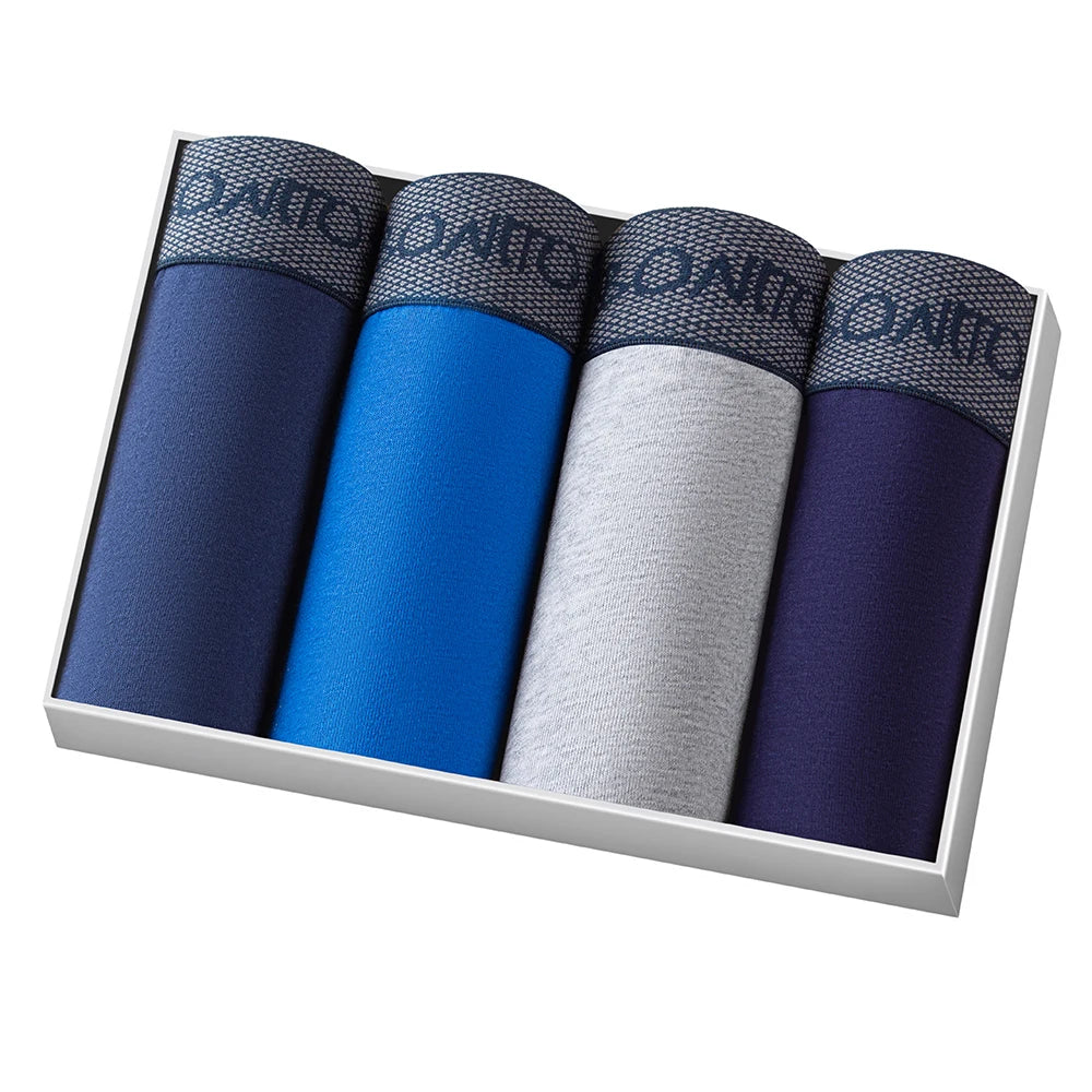 4pcs Cotton Boxer Shorts for Men Soft Underwear Set