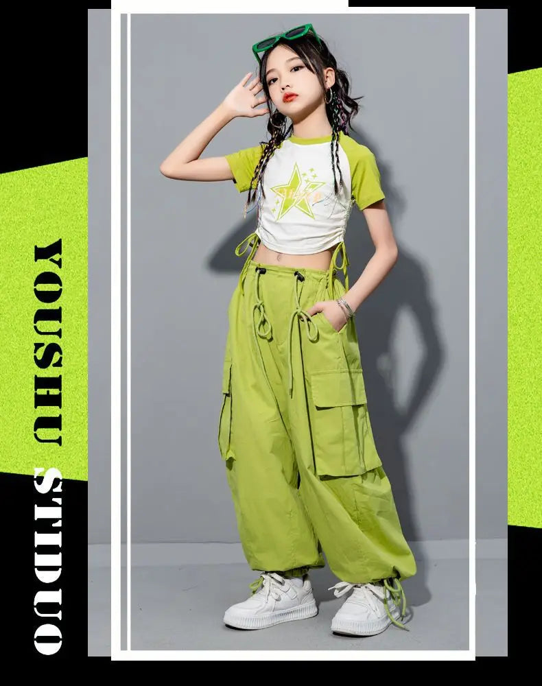 Girls Loose Cargo Pants with Belt for Daily Wear