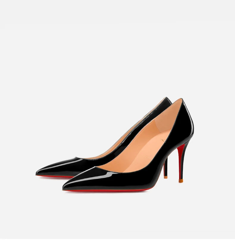 Elegant Black Patent Leather High Heel Pumps for Women
