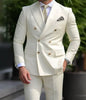 Brown Men's Slim Fit Double Breasted Suit Blazer