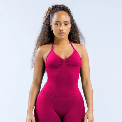 Seamless Lace-Up Bra and Shorts Yoga Set for Women