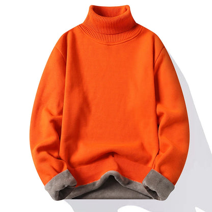 Mens Knitted Turtleneck Sweater Slim Fit Casual