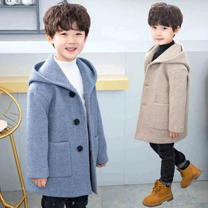 Winter Woolen Jacket for Boys Casual Hooded Coat