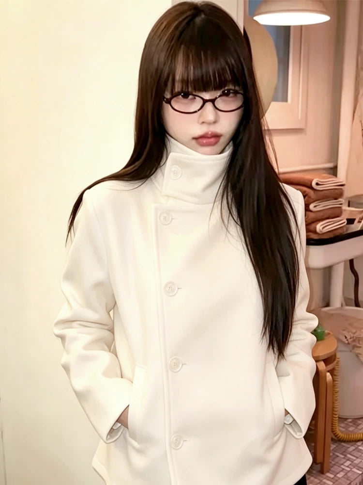 Women's Y2K Solid Color Turtleneck Coat