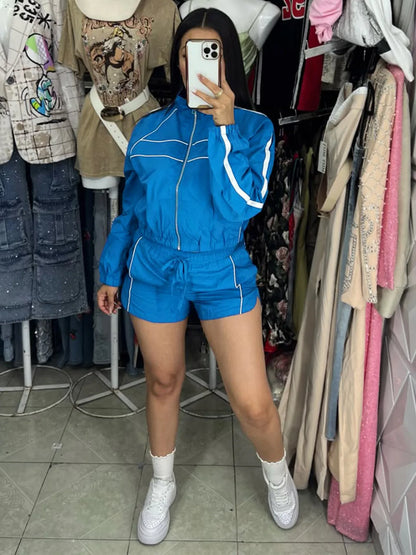 Women's Slim Sporty Tracksuit with Jacket and Shorts